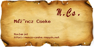 Müncz Cseke névjegykártya